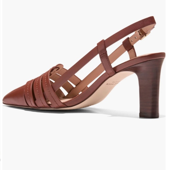 Cole Haan Mylah Slingback Pump, Dark Cuoio Leather, Sz 8, Like New - Picture 3 of 10